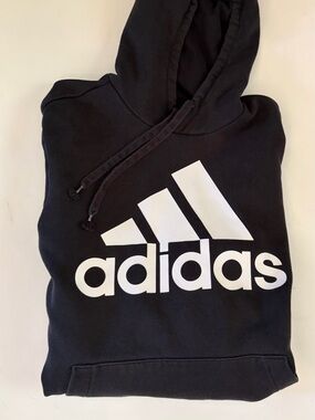 adidas Black Hoodie with Large White Logo